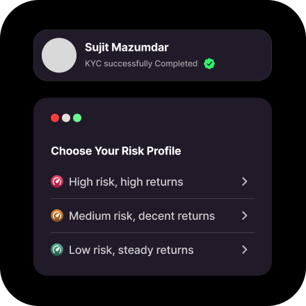 Labh app KYC verification and risk profile selection screen